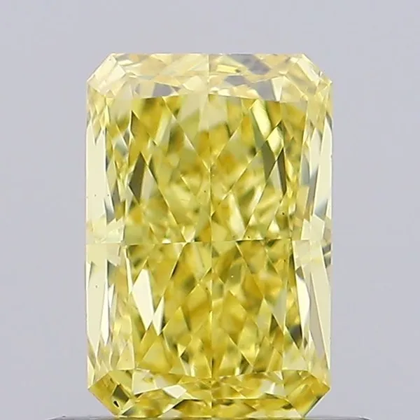 0.77ct RADIANT Fancy Vivid Yellow VS2 Coloured Lab diamond
