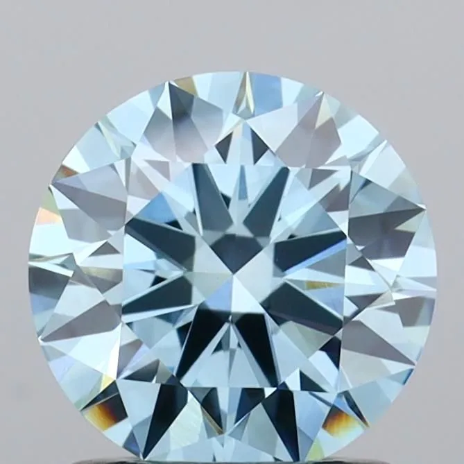 1.09ct ROUND Fancy Vivid Blue VVS2 Coloured Lab diamond