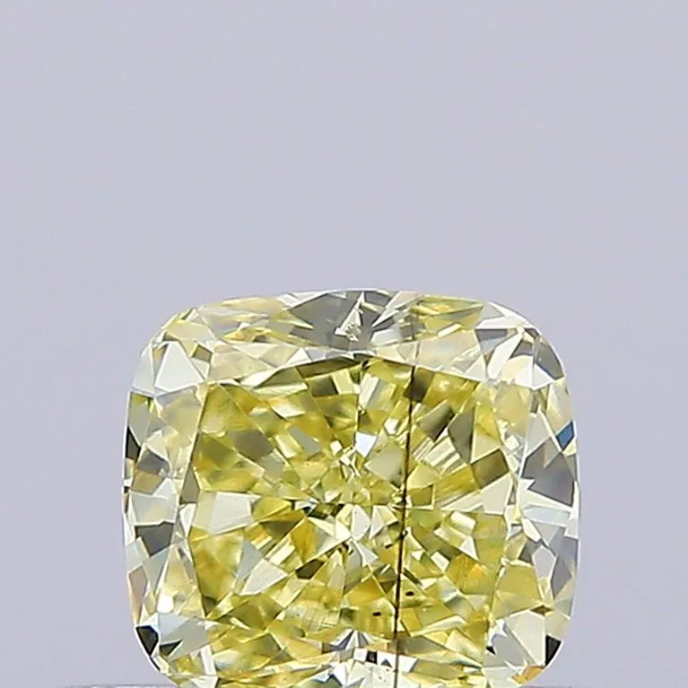 0.50ct CUSHION Fancy Intense Yellow SI1 Coloured Lab diamond