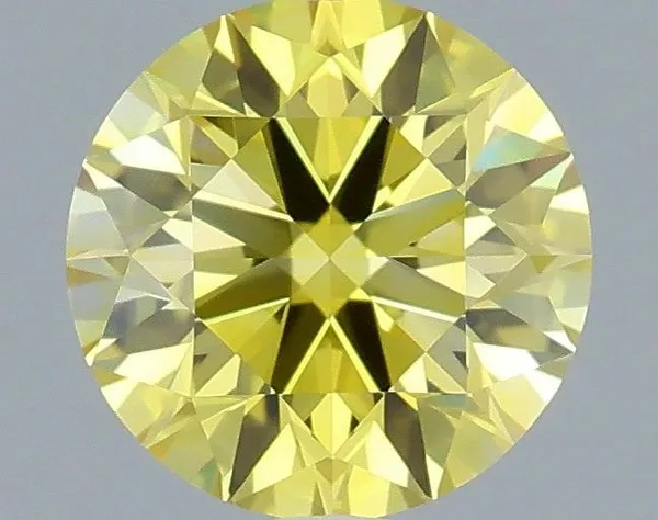 0.63ct ROUND Fancy Vivid Yellow VVS1 Coloured Lab diamond