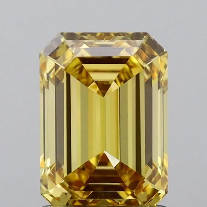1.33ct EMERALD Fancy Intense Yellow VS1 Coloured Lab diamond