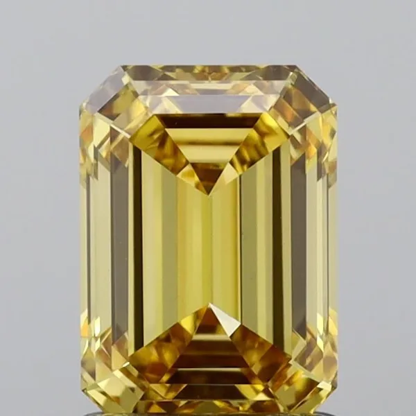 1.33ct EMERALD Fancy Intense Yellow VS1 Coloured Lab diamond