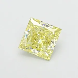 0.93ct PRINCESS Fancy Yellow VS1 Coloured Lab diamond