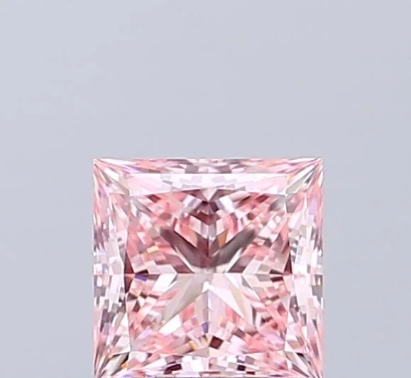 1.01ct PRINCESS Fancy Vivid Pink VVS2 Coloured Lab diamond