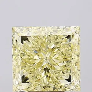5.56ct PRINCESS Fancy Light Yellow VS2 Coloured Lab diamond
