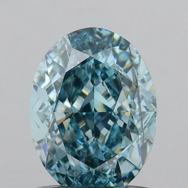 1.01ct OVAL Fancy Vivid Green Blue SI1 Coloured Lab diamond