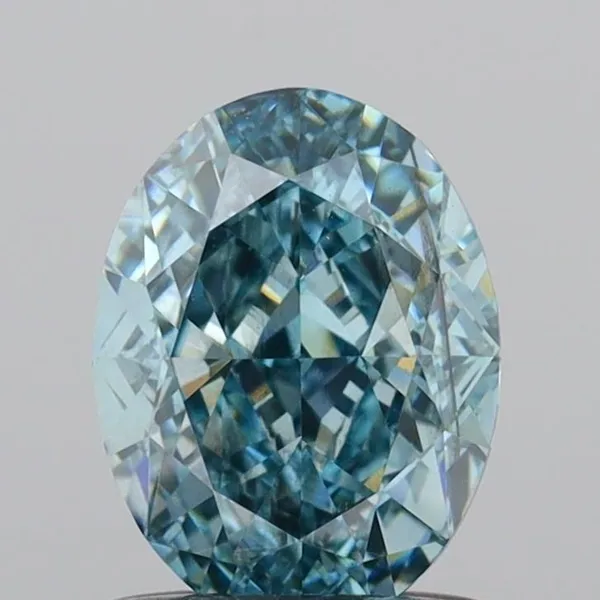 1.01ct OVAL Fancy Vivid Green Blue SI1 Coloured Lab diamond