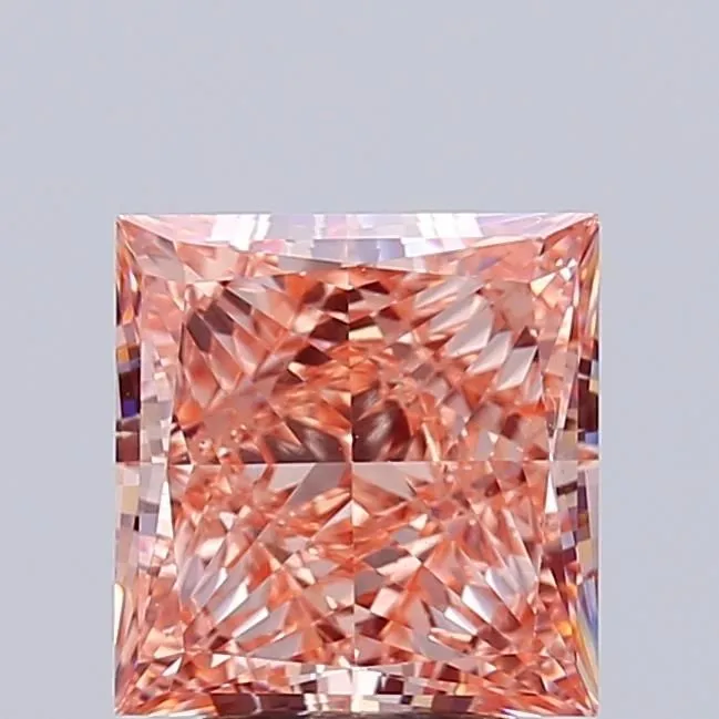 4.02ct PRINCESS Fancy Intense Orange Pink VVS2 Coloured Lab diamond