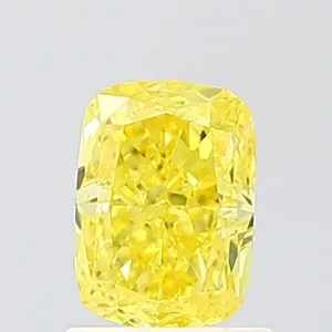 1ct CUSHION Fancy Vivid Yellow VS1 Coloured Lab diamond