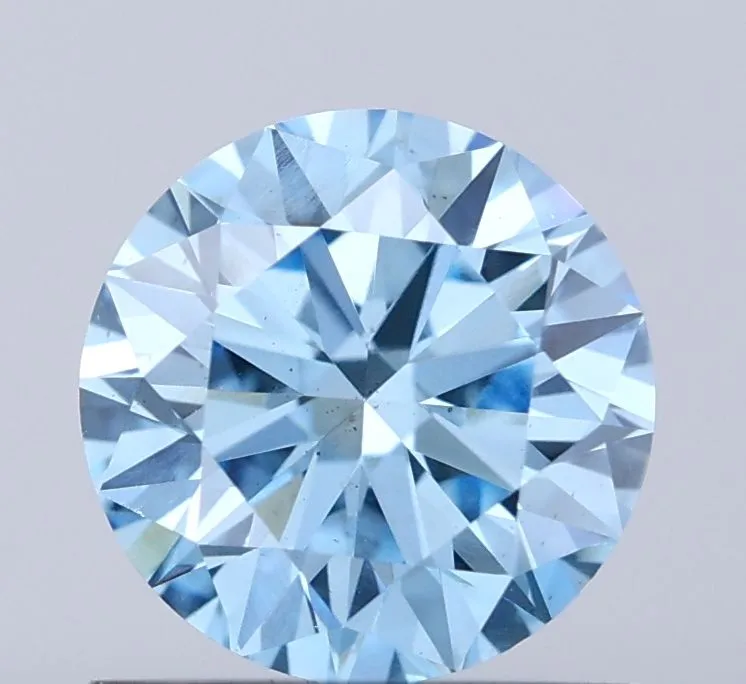 0.90ct ROUND Fancy Vivid Blue VS1 Coloured Lab diamond