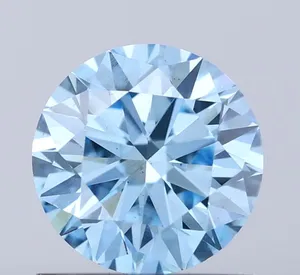 0.9ct ROUND Fancy Vivid Blue VS1 Coloured Lab diamond