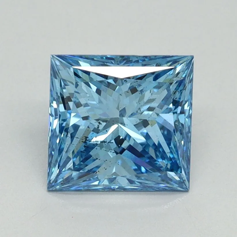 1.63ct PRINCESS Fancy Vivid Blue SI1 Coloured Lab diamond