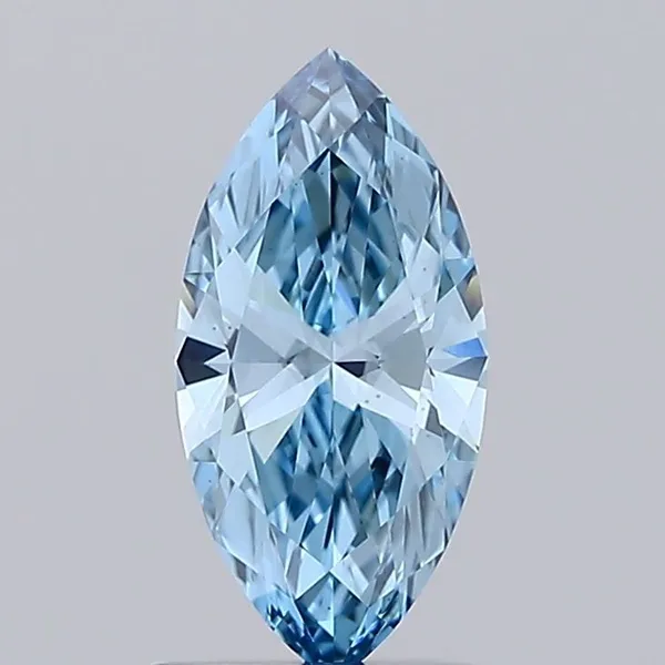 0.91ct MARQUISE Fancy Vivid Blue VVS2 Coloured Lab diamond