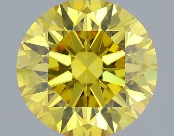 0.62ct ROUND Fancy Vivid Yellow VVS1 Coloured Lab diamond
