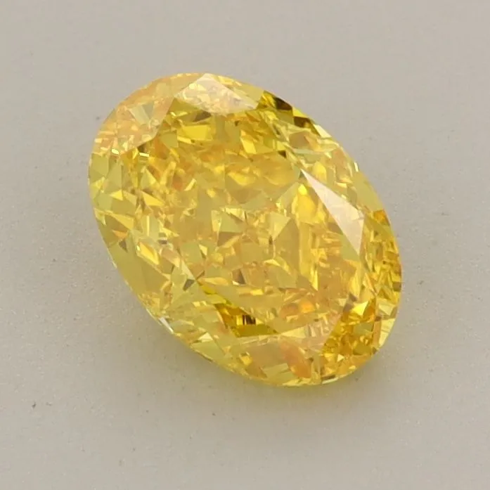 0.91ct OVAL Fancy Vivid Yellow VVS2 Coloured Lab diamond