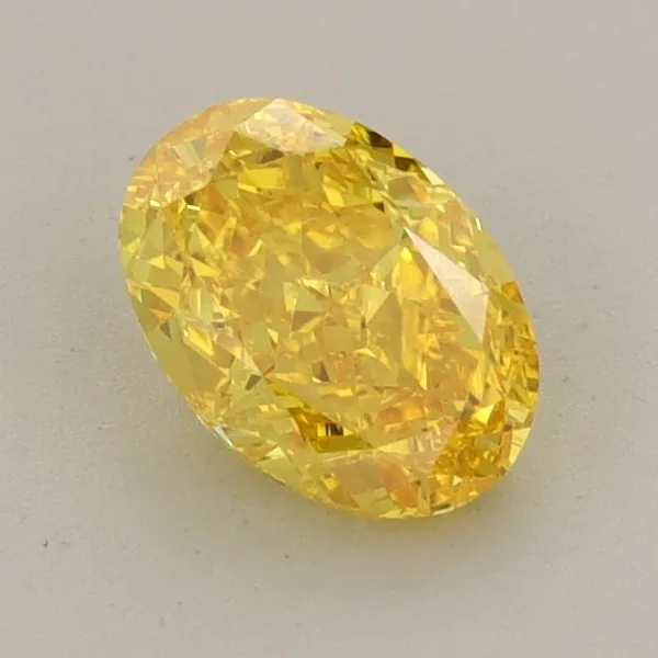 0.91ct OVAL Fancy Vivid Yellow VVS2 Coloured Lab diamond
