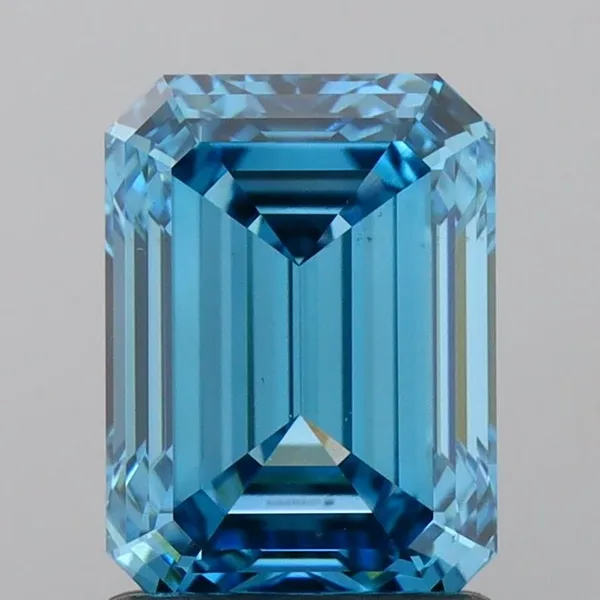 1.56ct EMERALD Fancy Vivid Blue VS1 Coloured Lab diamond