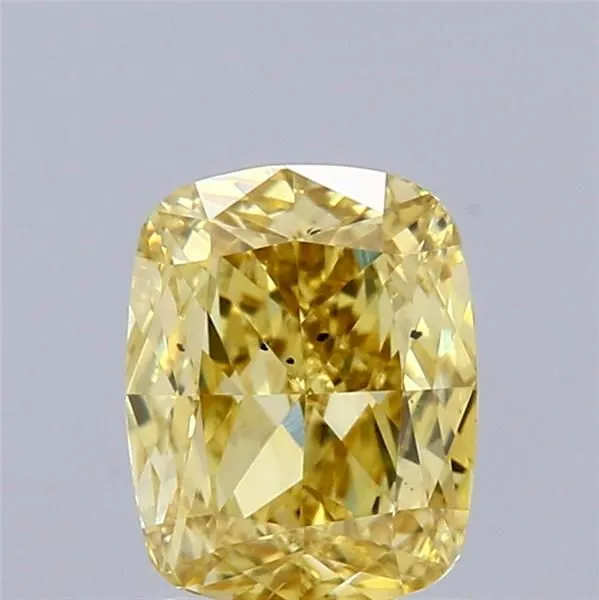 1.07ct CUSHION Fancy Intense Yellow SI1 Coloured Lab diamond
