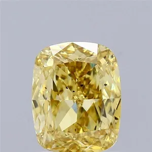1.07ct CUSHION Fancy Intense Yellow SI1 Coloured Lab diamond