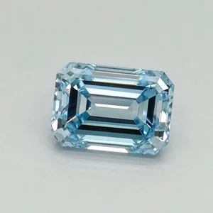 0.49ct EMERALD Fancy Intense Blue VS1 Coloured Lab diamond