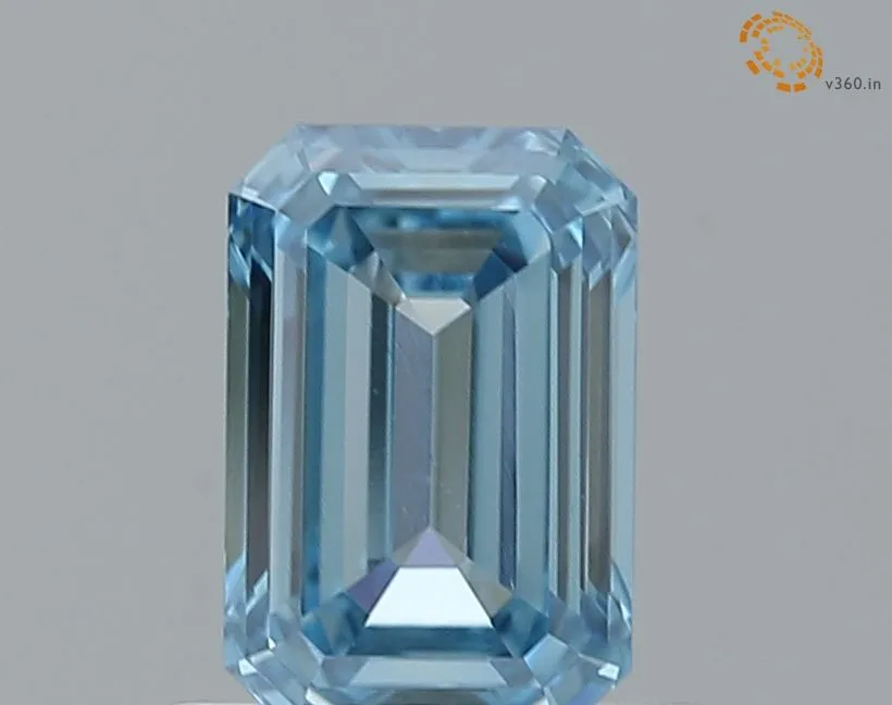 0.76ct EMERALD Fancy Intense Blue IF Coloured Lab diamond
