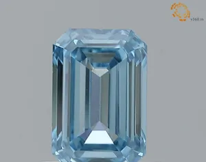0.76ct EMERALD Fancy Intense Blue IF Coloured Lab diamond