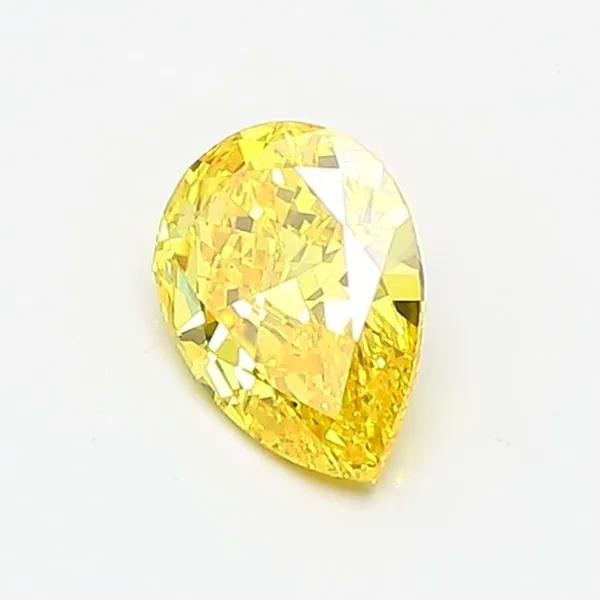 0.62ct PEAR Fancy Vivid Yellow VVS2 Coloured Lab diamond