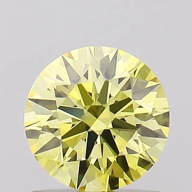 0.92ct ROUND Fancy Intense Yellow VVS1 Coloured Lab diamond