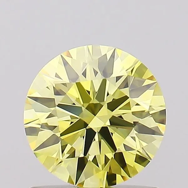 0.92ct ROUND Fancy Intense Yellow VVS1 Coloured Lab diamond