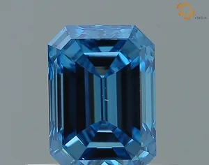 0.51ct EMERALD Fancy Vivid Blue VS1 Coloured Lab diamond