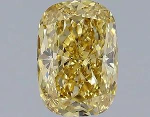 1.11ct CUSHION Fancy Intense Yellow VS1 Coloured Lab diamond
