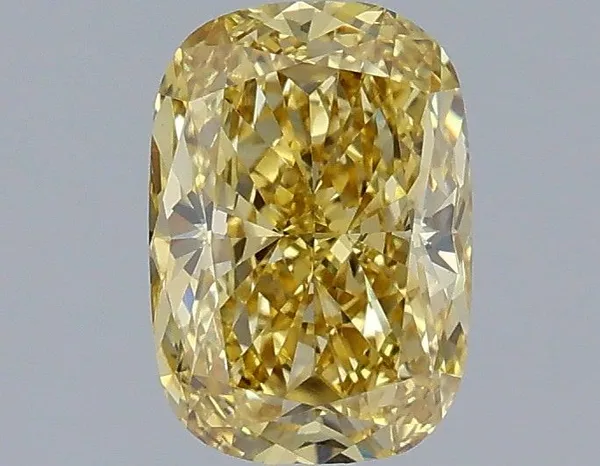 1.11ct CUSHION Fancy Intense Yellow VS1 Coloured Lab diamond