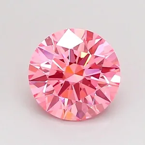 0.8ct ROUND Fancy Vivid Pink VS1 Coloured Lab diamond