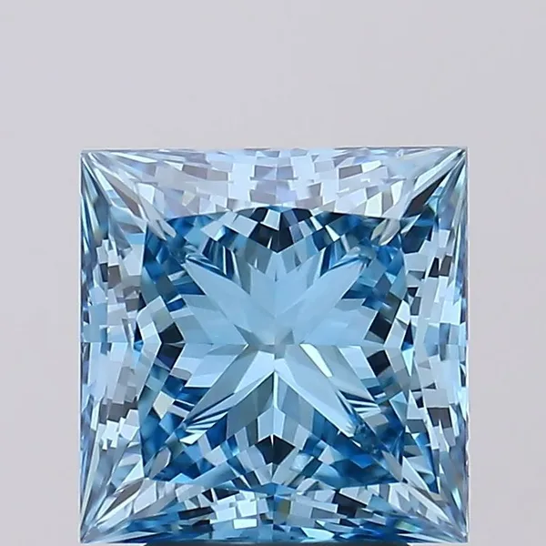 3.57ct PRINCESS Fancy Vivid Blue VS1 Coloured Lab diamond