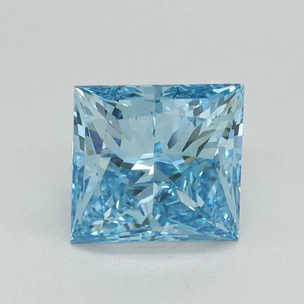 1.63ct PRINCESS Fancy Vivid Blue VVS2 Coloured Lab diamond