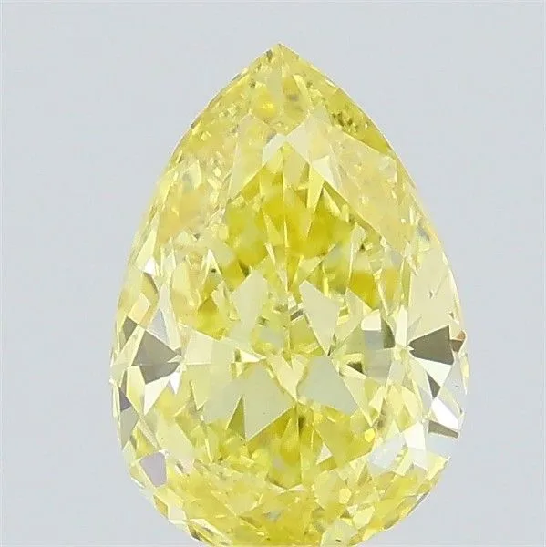 0.54ct PEAR Fancy Intense Yellow VS2 Coloured Lab diamond