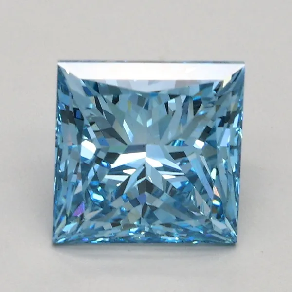 2.1ct PRINCESS Fancy Vivid Blue VS2 Coloured Lab diamond