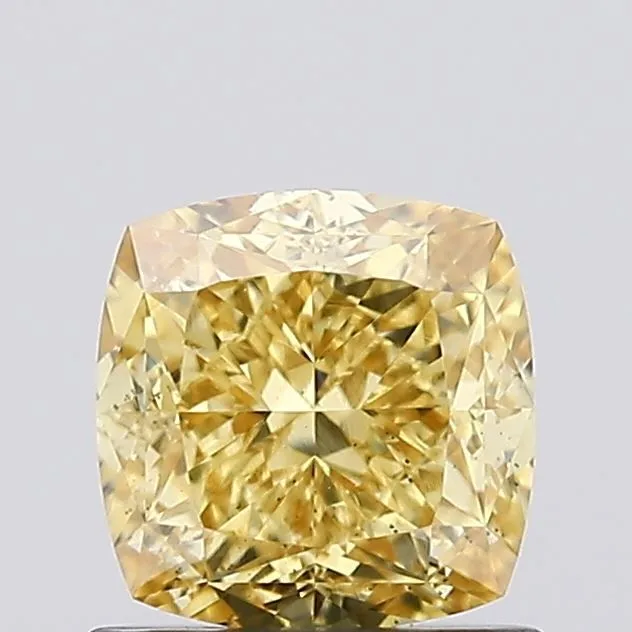 1.14ct CUSHION Fancy Vivid Yellow SI1 Coloured Lab diamond