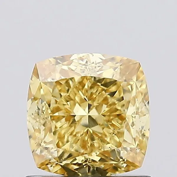 1.14ct CUSHION Fancy Vivid Yellow SI1 Coloured Lab diamond