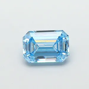 0.87ct EMERALD Fancy Vivid Blue VS1 Coloured Lab diamond