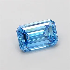 0.92ct EMERALD Fancy Vivid Blue VVS2 Coloured Lab diamond