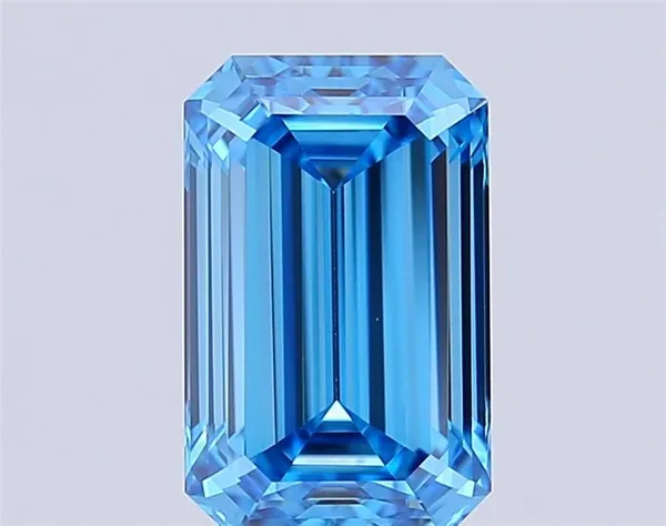 1.57ct EMERALD Fancy Vivid Blue VVS2 Coloured Lab diamond
