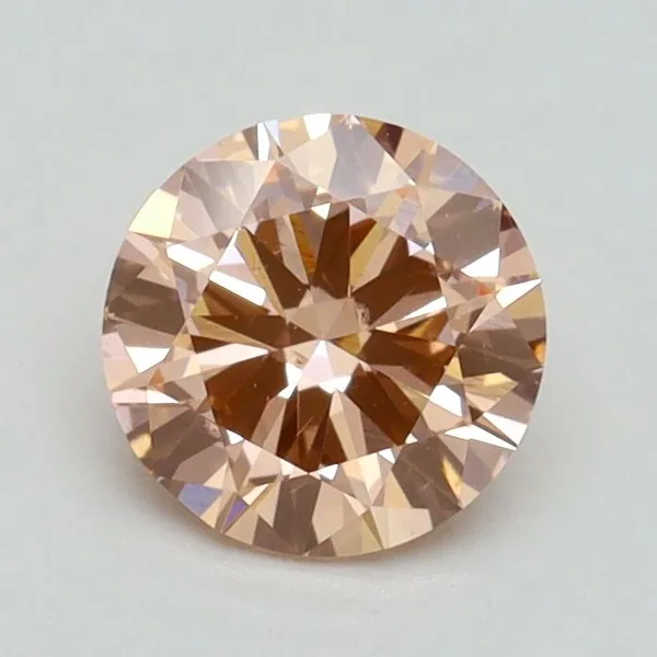0.9ct ROUND Fancy Intense Orangey Pink SI1 Coloured Lab diamond