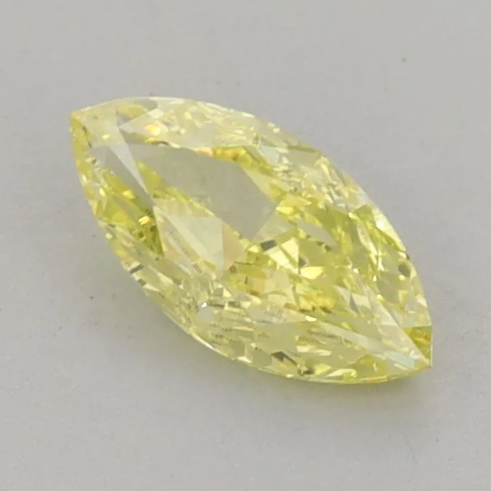 0.74ct MARQUISE Fancy Vivid Yellow VVS2 Coloured Lab diamond