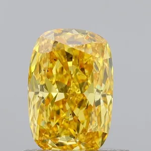 0.74ct CUSHION Fancy Vivid Yellow VS2 Coloured Lab diamond