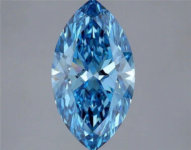 2.76ct MARQUISE Fancy Vivid Blue VVS2 Coloured Lab diamond