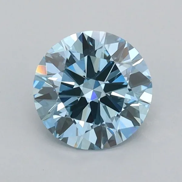 0.89ct ROUND Fancy Vivid Blue VS1 Coloured Lab diamond