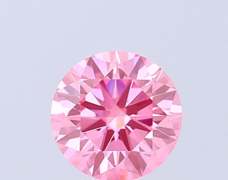 0.95ct ROUND Fancy Vivid Pink VS1 Coloured Lab diamond