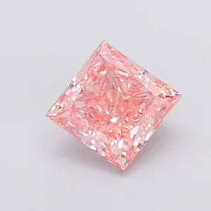 1.63ct PRINCESS Fancy Vivid Brownish Pink VS1 Coloured Lab diamond