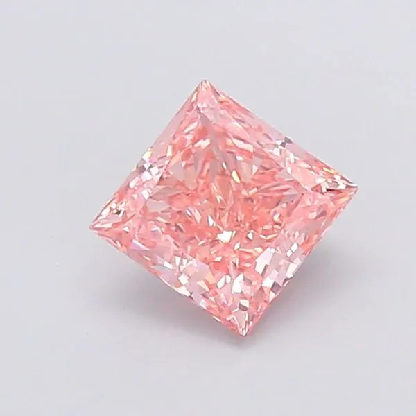 1.63ct PRINCESS Fancy Vivid Brownish Pink VS1 Coloured Lab diamond